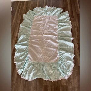 Simply Shabby Chic Baby Cribskirt Dust Ruffle Blue Pink Embroidery VTG 2012 New